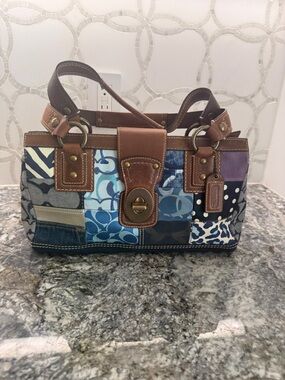 Vintage Coach Denim Patchwork Signature Y2K